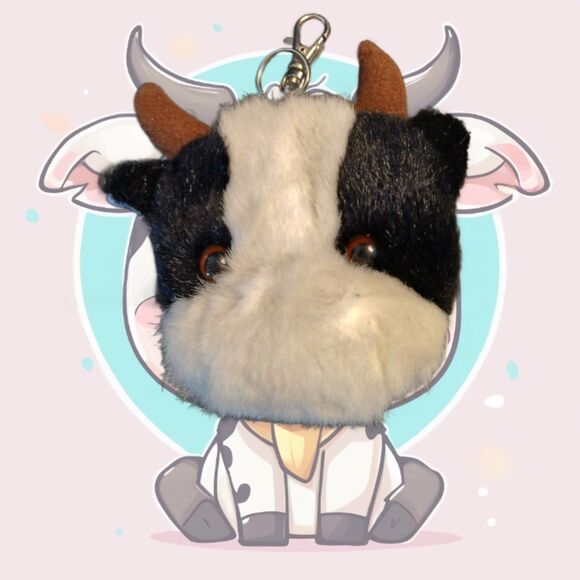 Plush COW Face Coin Purse Key Chain For Collector or Cow Lovers - Picture 1 of 5